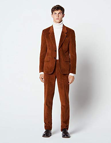 Mens Corduroy Dark Brown 2 Pieces Jacket Pant Slim Fit Party Prom Fashion Suit Tuxedo4
