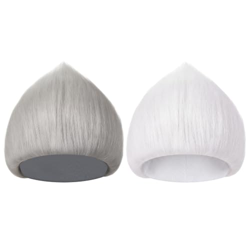 Image of Geyoga 2 Pcs Funny Wig Crazy Hair for Halloween Party,Grey, White