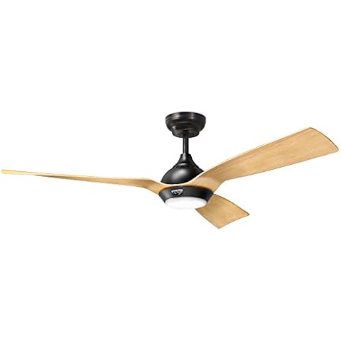 reiga 132CM DC Motor Ceiling Fan with Dimmable Light Kit App Alexa Google Home Remote Control, 3 Oak Color Blade Suit for Indoor/Outdoor Cover