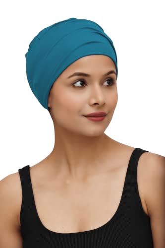 Image of The Headscarves Women Silky Soft Bamboo Viscose Sleep Cap for Hair Loss Chemo Headwear Skull Cap Free Size (Multicolor) (HS3 Multicolor)