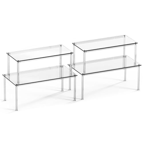 Hozaenwa Organizador De Gabinete Transparente | Organizadores de Cocina en Acrílico Transparente | 4 Piezas Apilables para Cocina Despensa, Platos Cuencos y Especieros