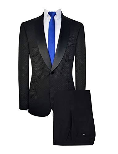 Costume tweed homme 2 pièces avec veste un bouton col châle et pantalon chic pour homme