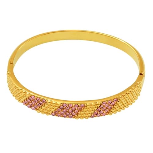 Minimalist Stainless Steel Pink White Cubic Zircon Bangle for Women No Tarnish Gold Plated Women Bracelets Fashion Jewelry 26.2G2
