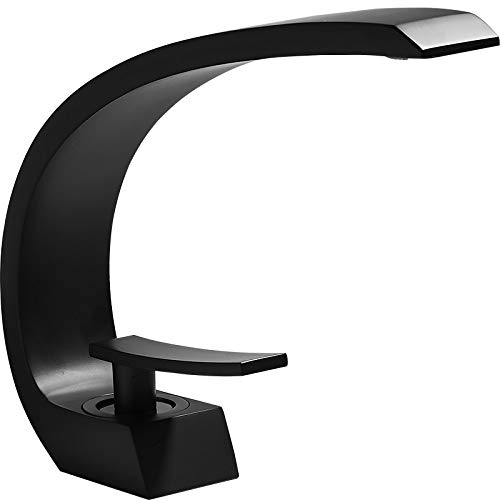 Grifos de lavabo AFUDER, grifo mezclador de baño moderno, grifo de lavabo negro/dorado, grifo de cascada fría y caliente de una sola manija