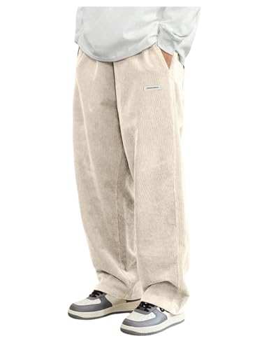 SHENHE Men's Corduroy Straight Leg Pants Elastic Waist Casual Travel Going Out Loose Pants