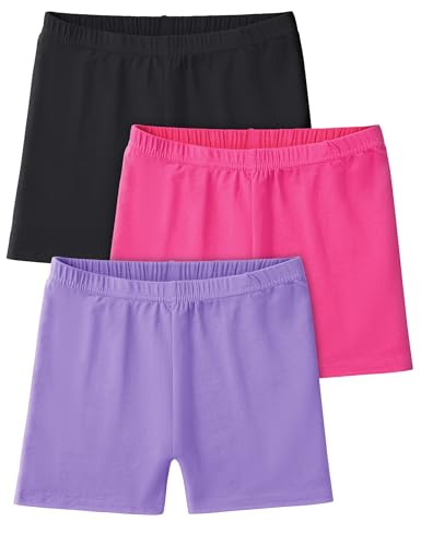 Image of Somaibo 3 Pack Girls Bike Shorts Kids Cartwheel Under Dress Cotton Short | Girl Biker Shorts Dance Tumble Gymnastic Short