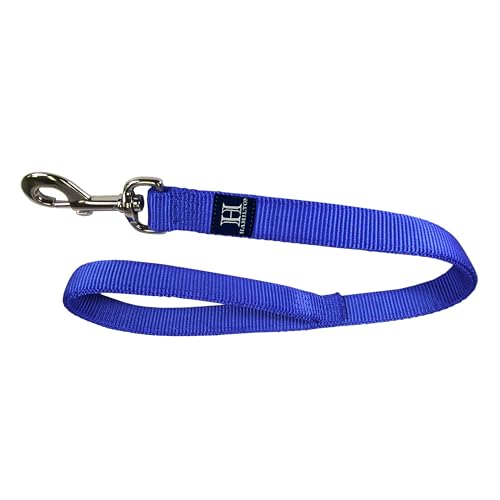 Hamilton Double Thick Nylon Dog Training Lead, 1" Wide by 4' Long with Tangle-Free 360 Swivel Snap, Blue