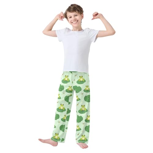 Cute Cartoon Happy Frogs Boys Pants Girl Sleep Pants Long Trousers Elastic Waist Lounge Bottoms S3