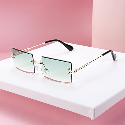 Rimless Sunglasses Small Rectangle Sun Glasses Traveling Style UV400 Shades Eyewear Accessories3