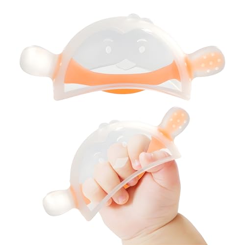 HAILU Baby Teething Toy Green Penguin Silicone Baby Hand Teether Soothing Teething Relief & Pain Ease Teether for Babies Baby Pacifier Teething Relief Toy for 3 Months Onwards