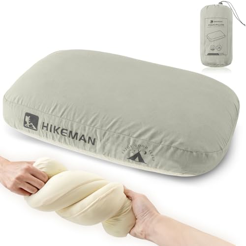 HIKEMAN Camping Memory Foam Pillow – Ultralight Travel Pillow Neck Support Pillow,Soft Ergonomic Sleeping Pillows for Camping,Car,Beach,Office (Grey)