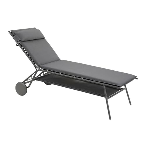 Lafuma Bain De Soleil - Transat Piscine et Jardin - Chaise Longue Matelassé Haut - Miami II - Becomfort® - Gris Silver Mobilier