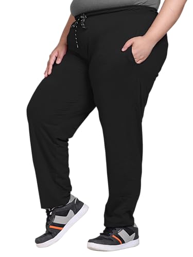 Image of Elite soul Womens Regular Fit Cotton Track Pants | Casual & Sports Trousers | Plus Size Bottoms for Lounge, Gym & Night Wear | Sizes XL, 2XL, 3XL, 4XL, 5XL