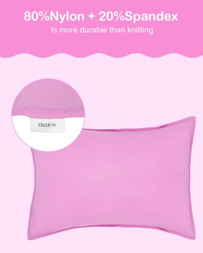 Image of ALVABABY Toddler Pillowcase Stretchy Nylon&Spandex Soft Kids Pillow Cover 2 Pack Fit 13 inchx 18 inch or 12 inchx16 inch Envelope for Girl Boy Travel Pink