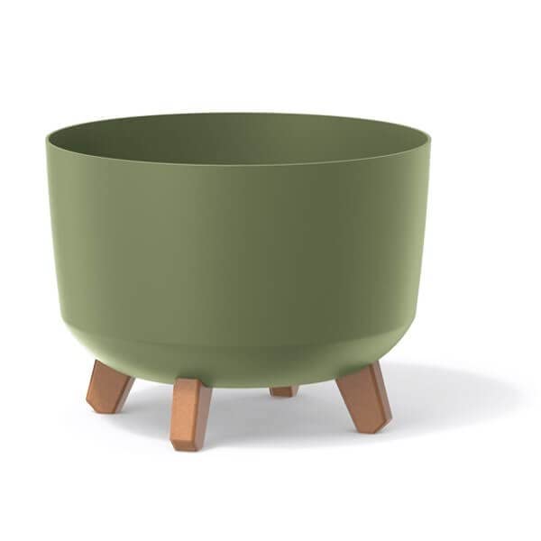 Gardening Naturally Indoor Plant Pot Zinnia Stylish and Durable Planter for Houseplants (Low Pot 30cm - Green)
