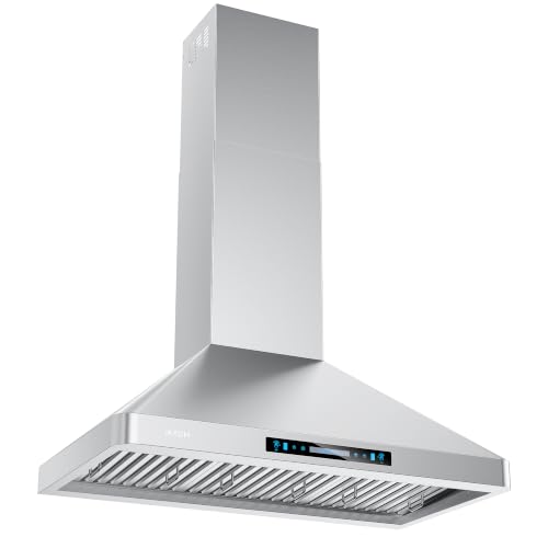IKTCH 36 inch Wall Mount Range Hood, 900 CFM Ducted/Ductless Range Hood with 4 Speed Fan, Pure Stainless Steel with Gesture Sensing & Touch Control Making life Smarter IKP02R-36