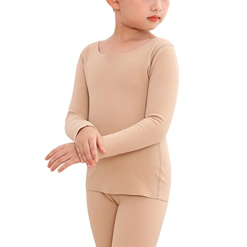 Girls Thermal Underwear Set Crew Neck Fleece Lined Ballet Dance Leotard Undergarments4