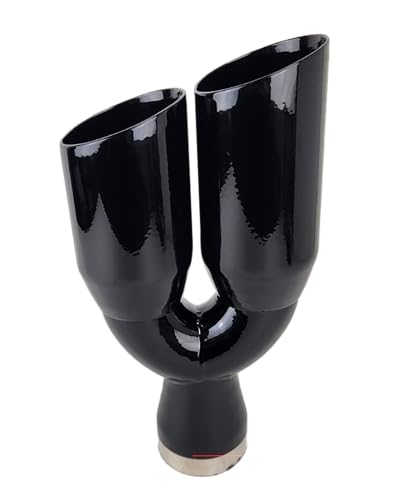 Image of NETAMI 3 inch Inlet to 3.5 inch Dual Outlet Stainless Steel Exhaust Tip Angle Cut Black Chrome