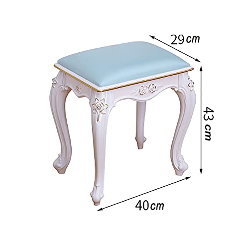 Taburete de tocador blanco estilo barroco con patas de madera para dormitorio 3