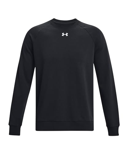 Under Armour Rival Fleece Crew T-Shirt, (001) Nero/Bianco, 3XL (Alto) Uomo