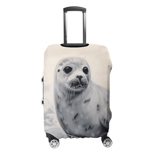 Harp Seal Painting Printed Luggage Cover Protector, Fits 18-32 Inch Luggage4