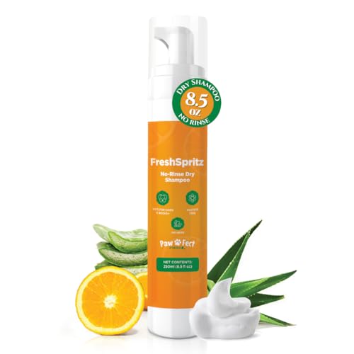 Image of FreshSpritz Waterless Foaming Pet Shampoo with Aloe, No-Rinse Wash for Dogs, Cats & Small Pets - for Odor & Dander, Non-Sticky, Plant-Based Scent, Fast-Drying Grooming Foam - 250ml 8.5 fl oz