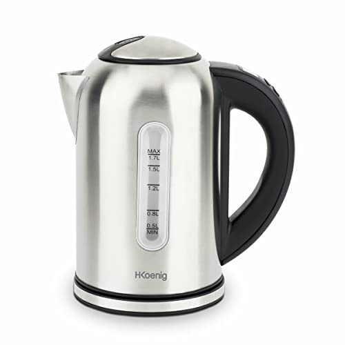 H.Koenig Bouilloire électrique programmable 1,7 L BOE50 Inox, Adaptable Thermostat réglable 40-100°C, Compacte, Ebullition rapide, Compacte, Maintien au chaud, 220W