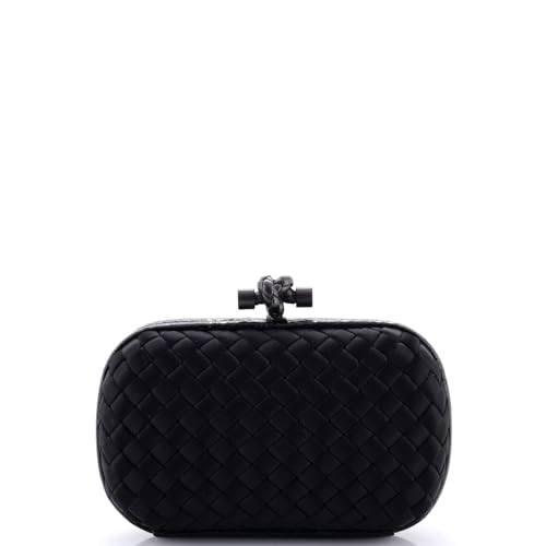 Bottega Veneta, Pre-Loved Box Knot Clutch Intrecciato Satin Small, Black