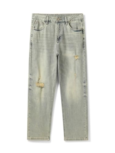 Jeans Pants Trousers Denim Vintage Distressed Style Casual Loose Straight Leg