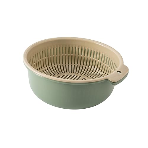 Cabilock 1Pieza Cesta de Drenaje Multifuncional de Doble Capa para Verduras de Almacenamiento Ecológico de Limpieza Rápida Color Verde