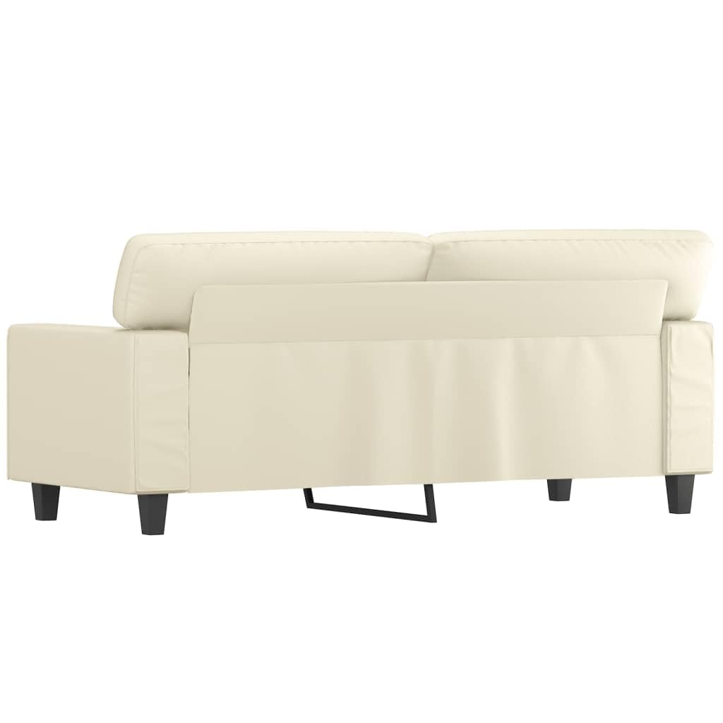 Sofa 2-osobowa, kremowa, 140 cm, sztuczna skóra, do salonu, wytrzymała metalowa rama, wygodne siedzenie, nowoczesny design do domu