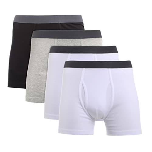 Mens Underwear Boxer Brief | Cotton Rich, Ultra Soft, Breathable | Fly Opening Design | 4/8-pack (Made in Egypt)