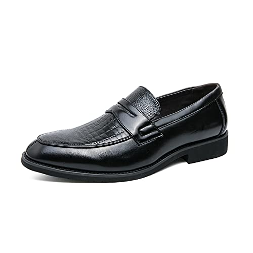HuitJours Mocasines de vestir para hombre, de dos tonos, sin cordones, informales, náuticos, mocasines, Negro -, 47 EU