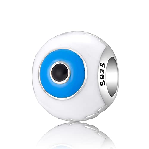 Magic Charms 925 Sterling Silver Charm Pearl per le donne con gli occhi diabolici Donne Lucky Fatima Hand Beads Charms, B-Evil Eye