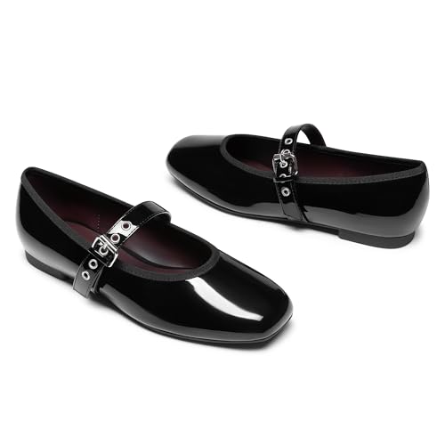 Image of Rihero Mesh Ballet Flats for Women Square Toe Mary Jane Flats Comfortable Casual Ballerina Shoes