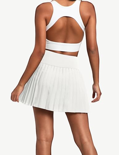 Image of Alaroo Pleated Tennis Skirt for Women with Pockets Shorts Skort | High Waisted Golf Athletic Skorts Running Workout Skirts