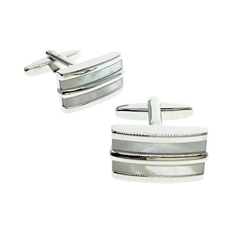 Cuff-Arts Cufflinks for Men 2 Stripes Mother of Pearl Cufflinks with a Gift Box C20162 Cover