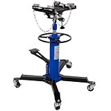 Transmission Jack, 0.6 T/1322 LBS Hydraulic Telescopic Transmission Jack, 2-Stage Floor-Standing Transmission Jack, with Foot Pedal, 360° Swivel Wheel, Garage/Workshop/Car Lift, Blue