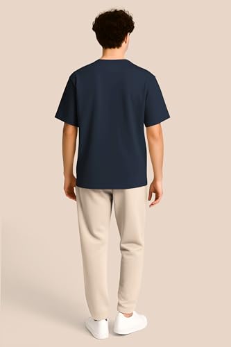 Image of BULLMER Trendy Half Sleeve Oversized Cotton Blend Crew Neck Tshirt for Men - Pack of 2