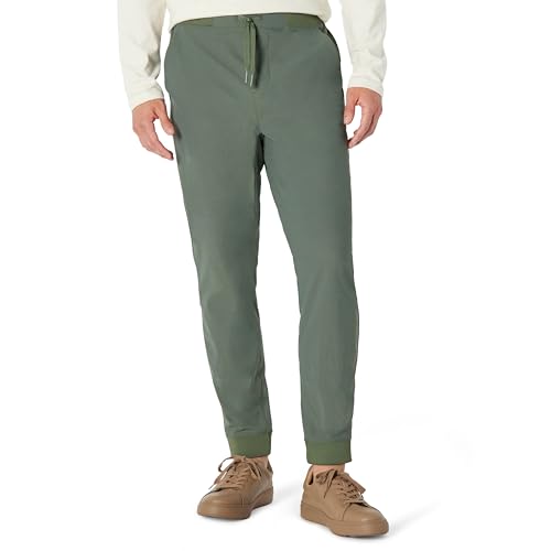 Amazon Essentials Men's Slim-Fit Travel Stretch Jogger Trousers, Dark Green, XS