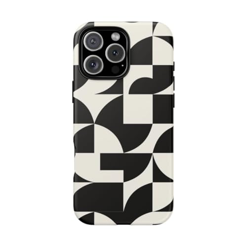 Coque iPhone 16 Pro Max mate motif abstrait noir et blanc finition luxe