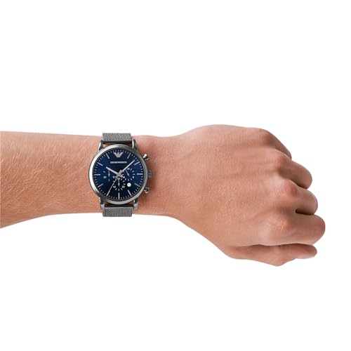 Emporio Armani Men's 46mm Steel Bracelet & Case Quartz Blue Dial Analog Watch AR1979