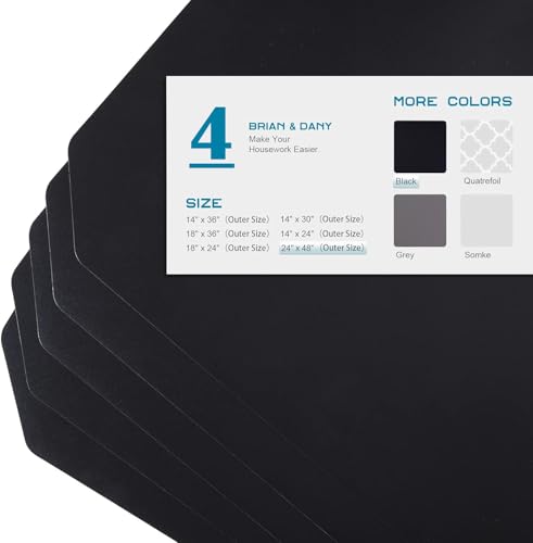 Image of BRIAN & DANY Wire Shelf Liner 24 inch X 48 inch, Heavy Duty Shelf Liners for Wire Shelving, Waterproof Protector Mats, Set of 4, Black