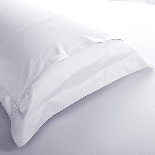 Gyulin Pack of 2 100% Cotton 300 Thread Count European Square Pillow Shams Envelope Style Pillow Cover Pillowcase Pillow Protector Cushion Cover Non Zippered Only Cover No Insert 65x65CM White - Image 4