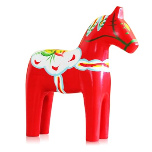 GUMQDD Hand Painted Swedish Wooden Dala Horse Figurine (Red) 6.3 Dala Horse Gifts Suitable for Family Living Room & Home Decoration (6.3 inch)