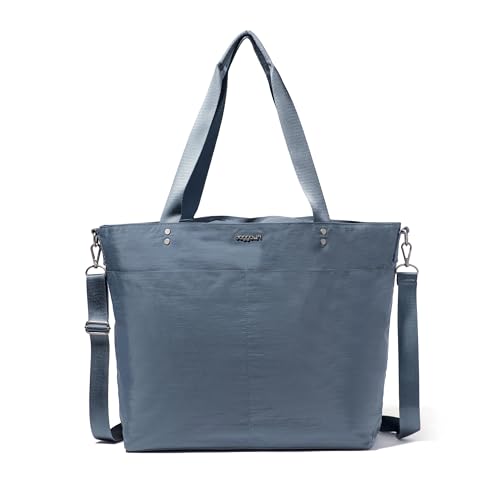 Image of Baggallini Carryall Tote - Lightweight Nylon Zipper Top Weekender Travel Beach Bag w /Luggage Sleeve