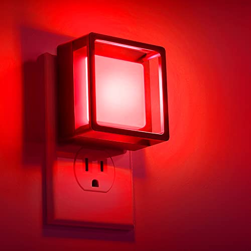 Image of DORESshop Red Night Light [2 Pack], Plug in Wall Night Lights, Twilight Sensor, LED Night Light with Adjustable Brightness, Bedroom, Bathroom, Hallway