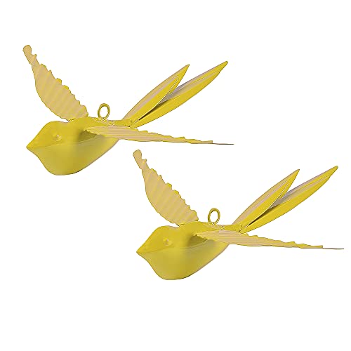 Image of Elan Hanging Decorative Rockstar Bird Vibrant Metal Birds for Balcony, Garden, Home Decor Stylish Accent Pieces for Your Space Ideal for Brightening Your Indoor and Outdoor Spaces (Yellow, Set of 2)