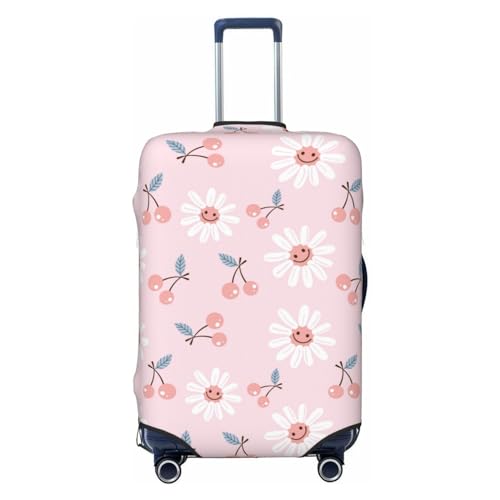 Cute Berry Pink Daisy Luggage Cover Protector Anti-Scratch Washable Fits 18-32 Inch Luggage-Large