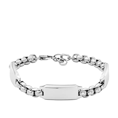 Image of Fossil Men's Plated Stainless Steel Engravable Personalized Gift ID, Chain or Cuff Bracelet for Men